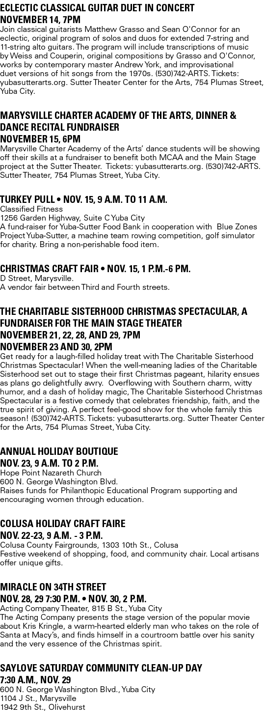 Eclectic Classical Guitar Duet in Concert November 14, 7pm Join classical guitarists Matthew Grasso and Sean O'Connor...