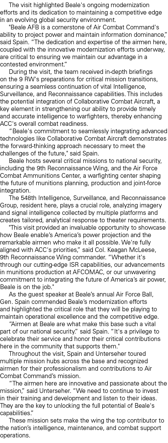 The visit highlighted Beale's ongoing modernization efforts and its dedication to maintaining a competitive edge in a...